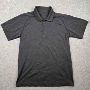 Lululemon Metal Vent Tech Polo Shirt Mens L Black Heather Short Sleeve Athletic